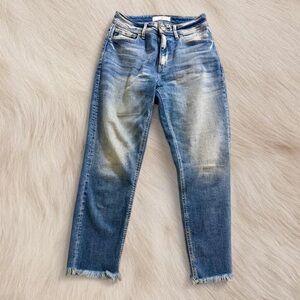 KanCan Light Wash Boyfriend Jeans with Frayed Hem